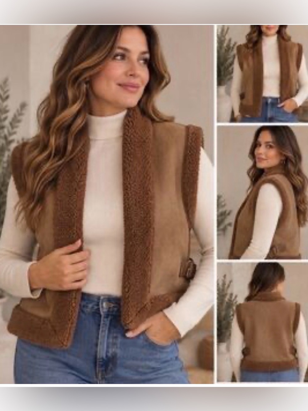 Free People Sherpa and Faux Suede Vest OS